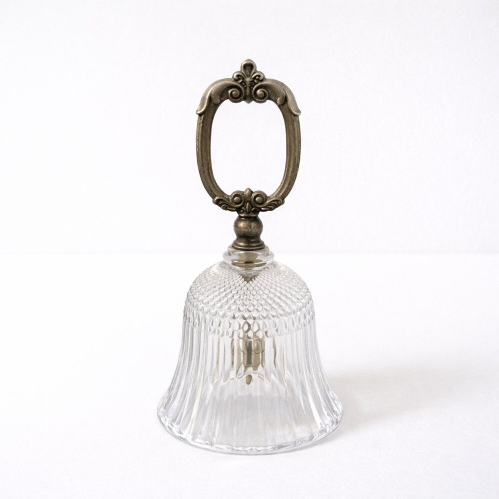 CRYSTAL HAND BELL Vintage Crystal with Metal Handle Made In England